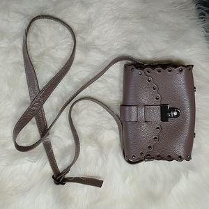 Tony Bellucci taupe leather small crossbody studded bag